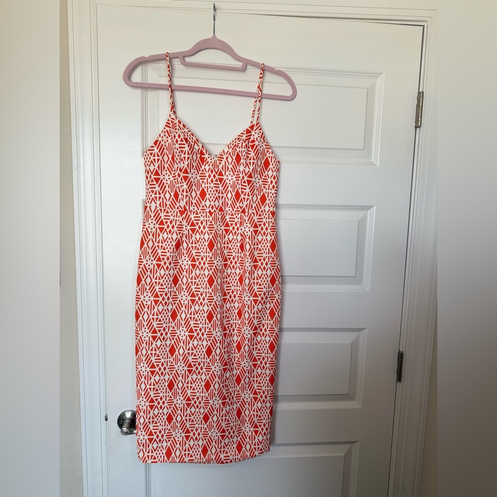 T.Lulah Geometric Orange and White Spaghetti Strap Dress
